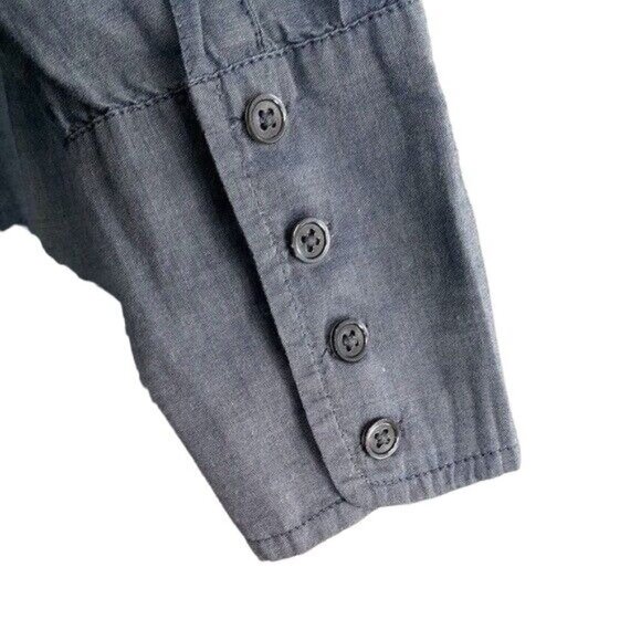 J. Crew Smock Top Gray Size Small Pleated Bib Long Sleeve Cuffs Button Pullover - Picture 3 of 6